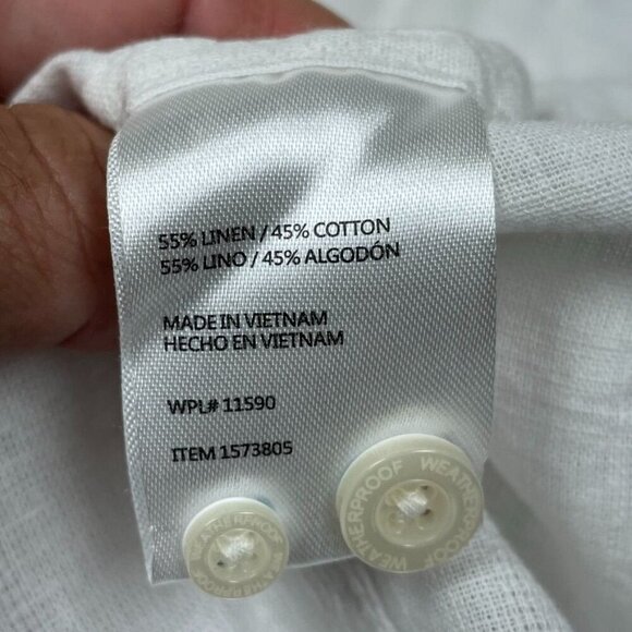 Weatherproof Vintage White Linen-Blend Short Sleeve Shirt Medium a0928 - Picture 5 of 7